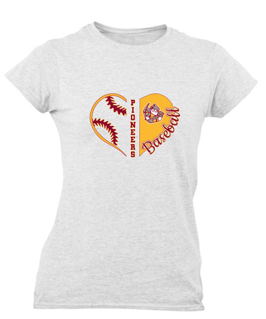 Cupertino Pioneers Heart Baseball Women's Premium SS T-Shirt