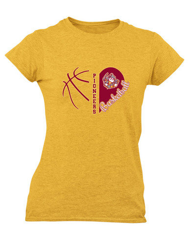 Cupertino Pioneers Heart Basketball Women's SS T-Shirt