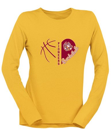 Cupertino Pioneers Heart Basketball Women's LS T-Shirt