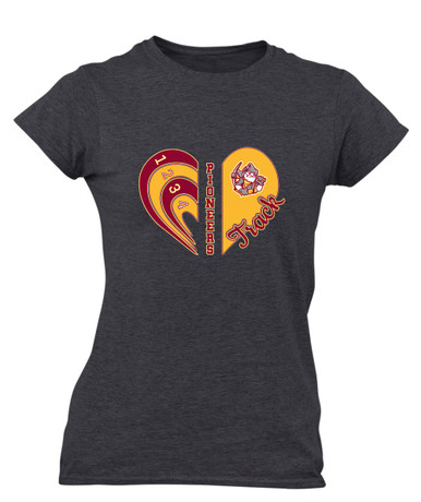 Cupertino Pioneers Heart Track Women's SS T-Shirt
