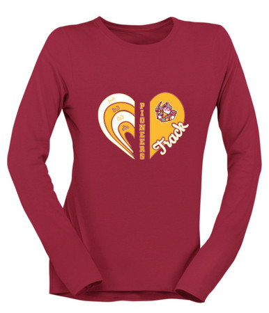 Cupertino Pioneers Heart Track Women's Premium LS T-Shirt