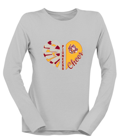 Cupertino Pioneers Heart Cheer Women's LS T-Shirt