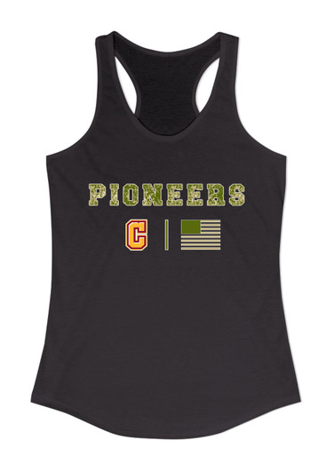 Cupertino Pioneers C Script Camo Flag Women's Tank Top