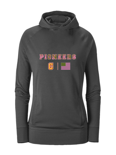 Cupertino Pioneers C Script Pink Camo Flag Women's Hoodie