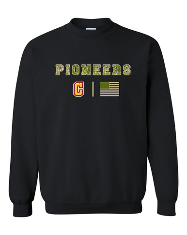 Cupertino Pioneers C Script Camo Flag Men's Sweatshirt