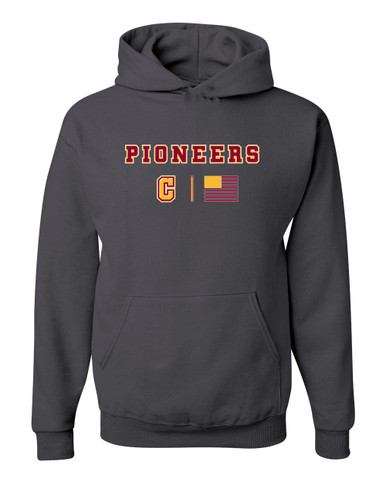 Cupertino Pioneers C Script Team Colors Flag Men's Premium Hoodie