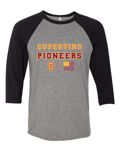Cupertino Pioneers C Script Spirit Flag Men's Baseball T-Shirt