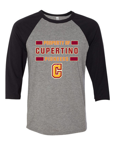 Cupertino Pioneers C Script Property Of Women's Baseball T-Shirt