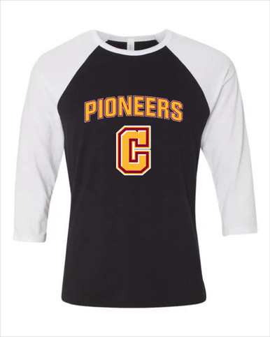 Cupertino Pioneers C Script Mascot #6 Women's Baseball T-Shirt