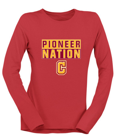 Cupertino Pioneers C Script Nation #1 Women's LS T-Shirt