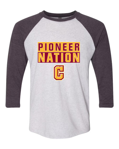 Cupertino Pioneers C Script Nation #1 Women's Baseball T-Shirt