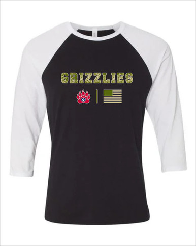 Grassfield Grizzlies Camo Flag Women's Baseball T-Shirt