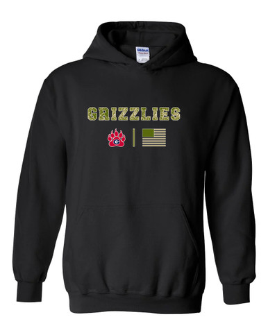Grassfield Grizzlies Camo Flag Men's Hoodie