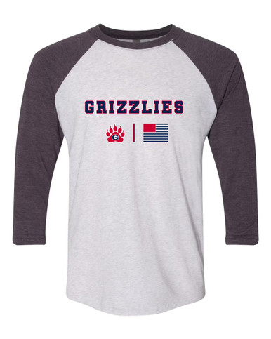 Grassfield Grizzlies Team Colors Flag Men's Baseball T-Shirt