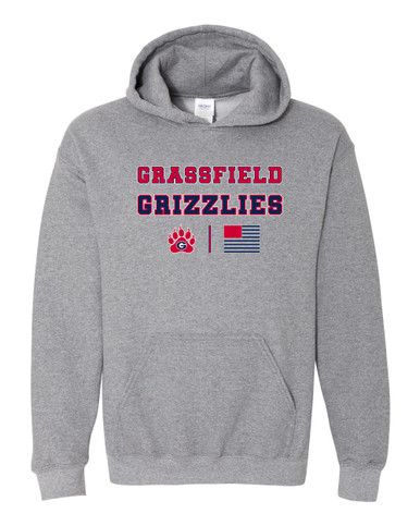 Grassfield Grizzlies Spirit Flag Men's Hoodie