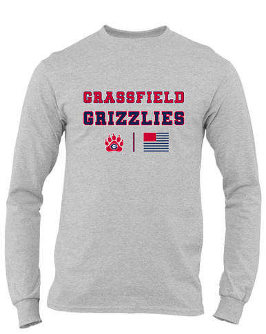 Grassfield Grizzlies Spirit Flag Men's LS T-Shirt