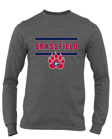Grassfield Grizzlies Mascot #4 Men's LS T-Shirt