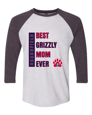 Grassfield Grizzlies Best Grizzly Mom Women's Baseball T-Shirt