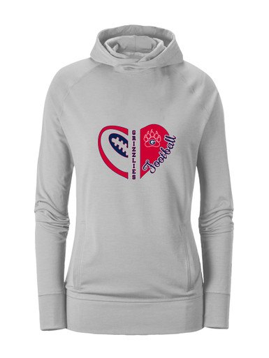 Grassfield Grizzlies Heart Football Women's Hoodie