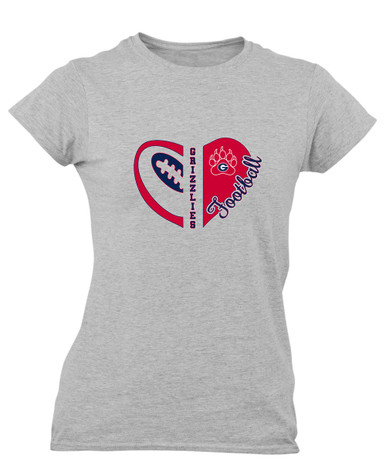 Grassfield Grizzlies Heart Football Women's Premium SS T-Shirt