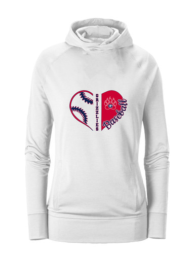 Grassfield Grizzlies Heart Baseball Women's Hoodie