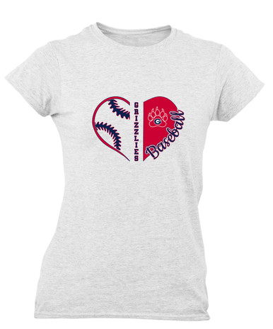 Grassfield Grizzlies Heart Baseball Women's SS T-Shirt