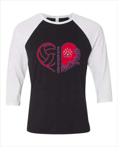 Grassfield Grizzlies Heart Volleyball Women's Baseball T-Shirt