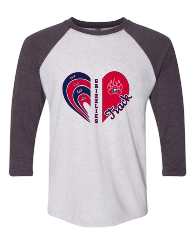 Grassfield Grizzlies Heart Track Women's Baseball T-Shirt