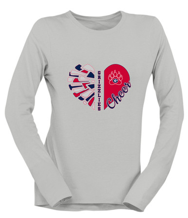 Grassfield Grizzlies Heart Cheer Women's Premium LS T-Shirt