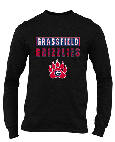 Grassfield Grizzlies Mascot #9 Men's LS T-Shirt