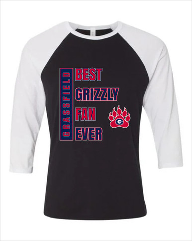 Grassfield Grizzlies Best Grizzly Fan Women's Baseball T-Shirt