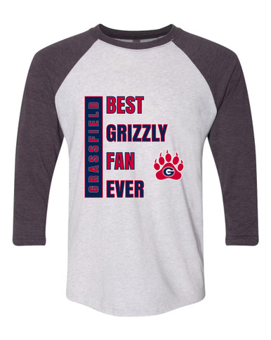 Grassfield Grizzlies Best Grizzly Fan Men's Baseball T-Shirt