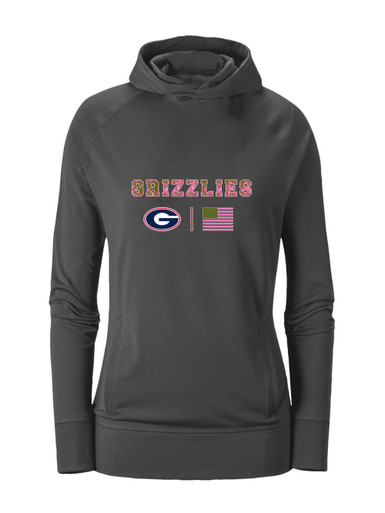 Grassfield Grizzlies G Script Pink Camo Flag Women's Hoodie