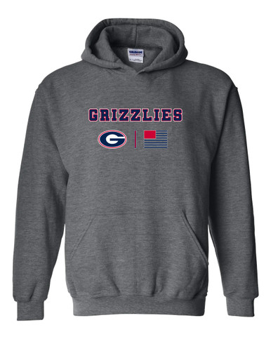 Grassfield Grizzlies G Script Team Colors Flag Men's Hoodie