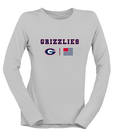 Grassfield Grizzlies G Script Team Colors Flag Women's LS T-Shirt