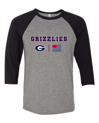 Grassfield Grizzlies G Script Team Colors Flag Women's Baseball T-Shirt