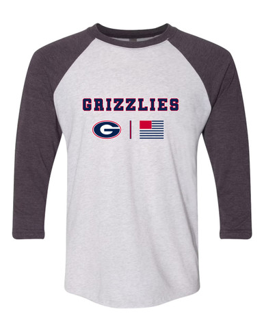 Grassfield Grizzlies G Script Team Colors Flag Men's Baseball T-Shirt