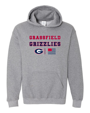 Grassfield Grizzlies G Script Spirit Flag Men's Hoodie