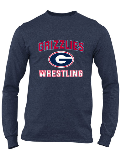 Grassfield Grizzlies G Script Wrestling Men's LS T-Shirt