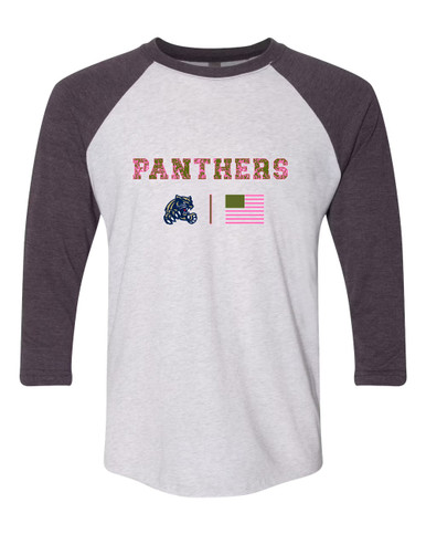 Sweet Home Panthers Pink Camo Flag Women's Baseball T-Shirt
