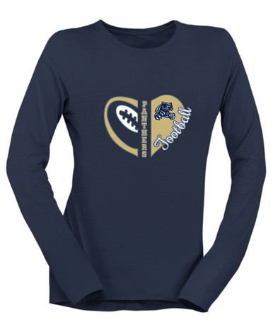 Sweet Home Panthers Heart Football Women's LS T-Shirt