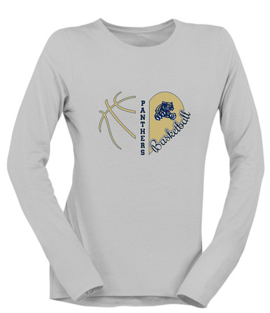 Sweet Home Panthers Heart Basketball Women's LS T-Shirt