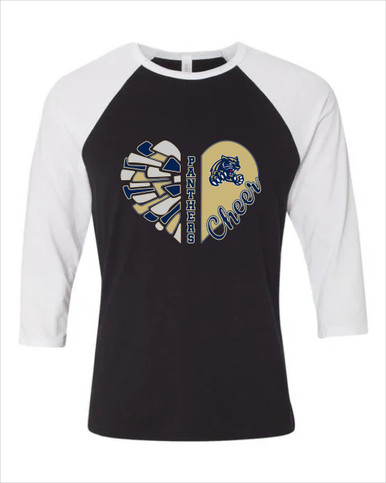 Sweet Home Panthers Heart Cheer Women's Baseball T-Shirt