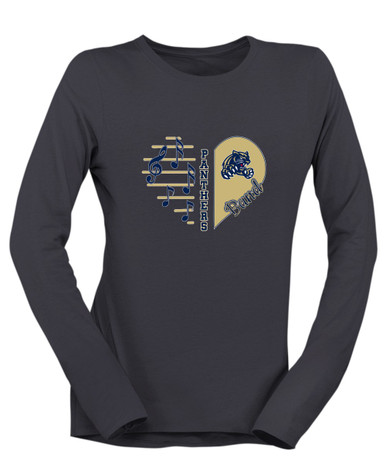 Sweet Home Panthers Heart Band Women's LS T-Shirt