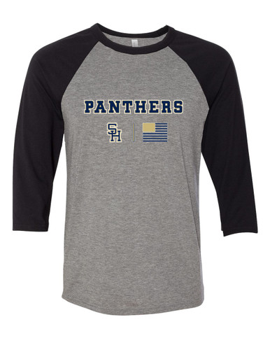 Sweet Home Panthers SH Script Team Colors Flag Women's Baseball T-Shirt