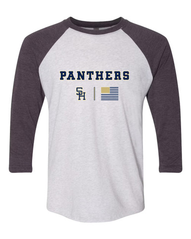 Sweet Home Panthers SH Script Team Colors Flag Men's Baseball T-Shirt