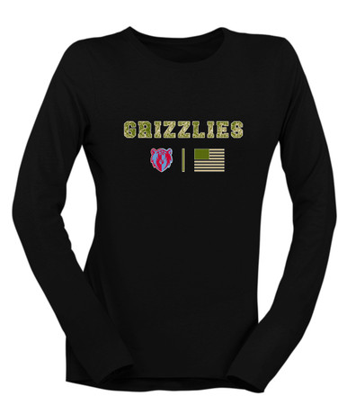 Ashland Grizzlies Camo Flag Women's LS T-Shirt
