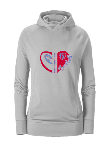 Ashland Grizzlies Heart Football Women's Hoodie