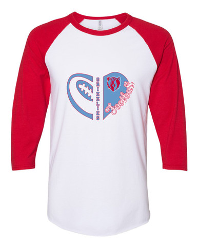 Ashland Grizzlies Heart Football Women's Baseball T-Shirt