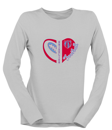 Ashland Grizzlies Heart Football Women's LS T-Shirt